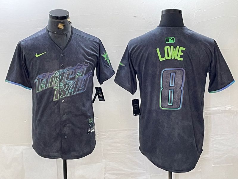Men Tampa Bay Rays 8 Lowe Nike MLB Limited City Connect Black 2024 Jersey style 1